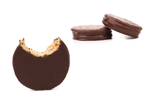 Stapel Kekssandwich mit Schokolade. — Stockfoto