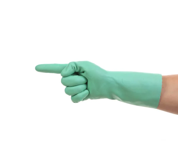 Hand shows one in rubber glove. — Stock Photo, Image