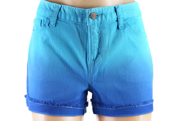 Blaue Frauen Jeans Shorts. — Stockfoto