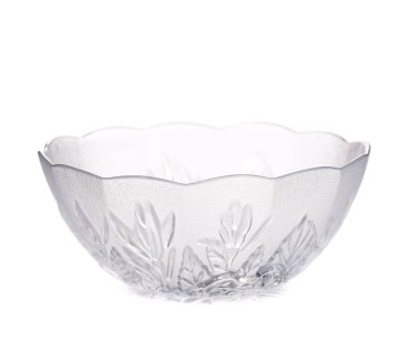 Glass bowl with leaves ornament. clipart