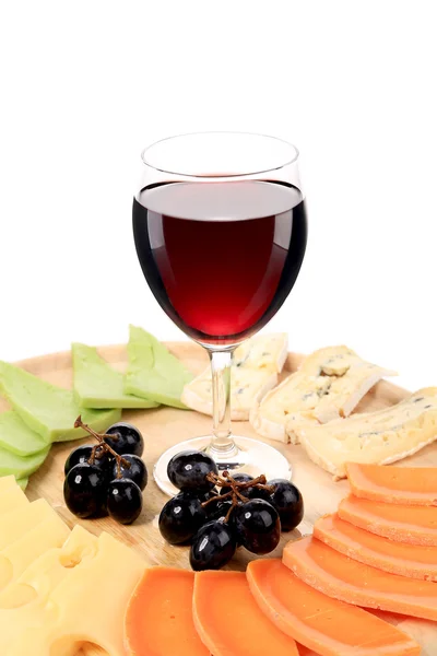 Composizione vino rosso e formaggio . — Foto Stock