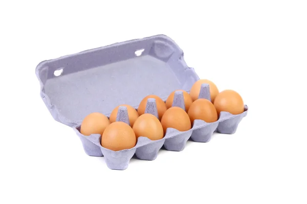 Ouă brune în cutie de ouă . — Fotografie, imagine de stoc