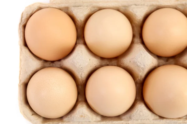 Närbild på ägg i låda. — Stockfoto