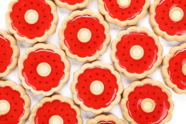 Veel van de aardbei koekjes close-up. — Stockfoto