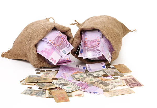 Two bags with much money — Stock Photo, Image