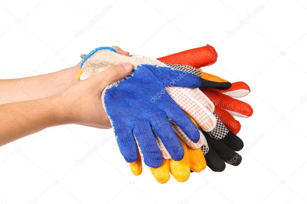 Rubber gloves in a hand