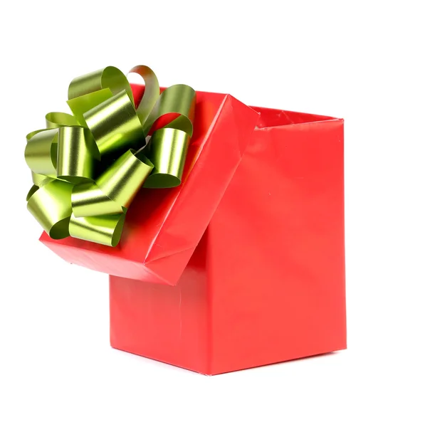 Opened red gift box with bow. — Stock Photo, Image