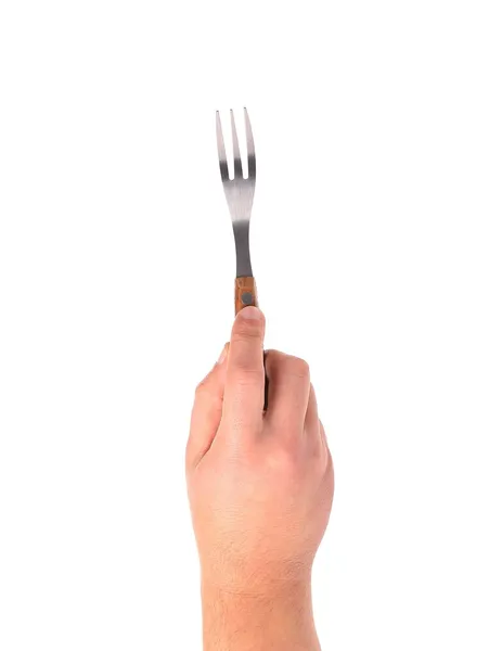 Close up of kitchen fork in hand. — Stock Photo, Image