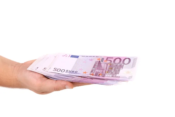 Five hundred euro bill on hand. — Stock Photo, Image