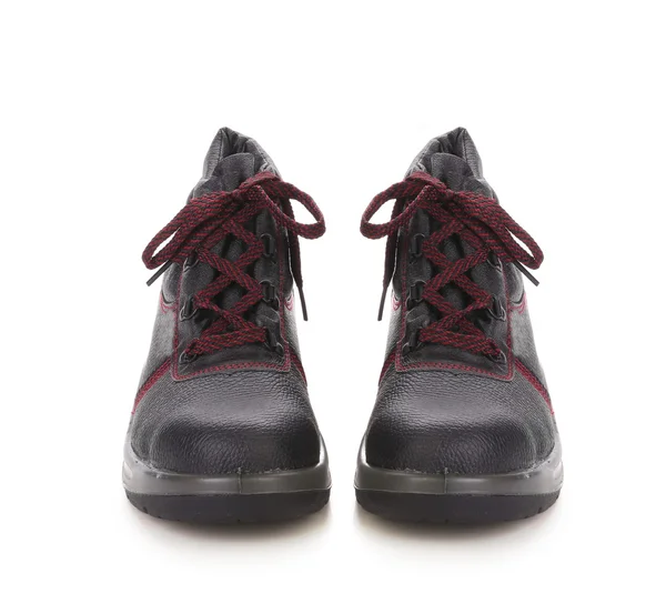 Boots with red lace. Front view. — Stock Photo, Image