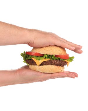 iki eli ortada sandviç.