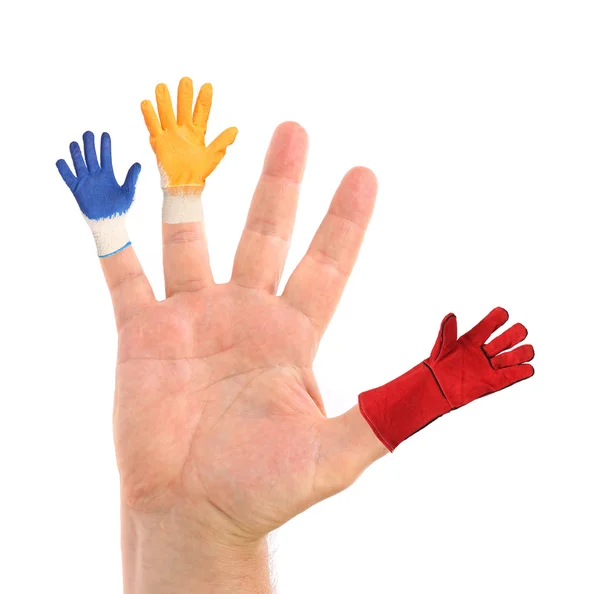 Kleine handschoenen dragen uit hand. — Stockfoto