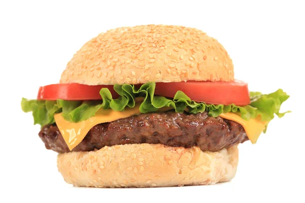 Hamburger duży apetyczny fast foody. — Zdjęcie stockowe