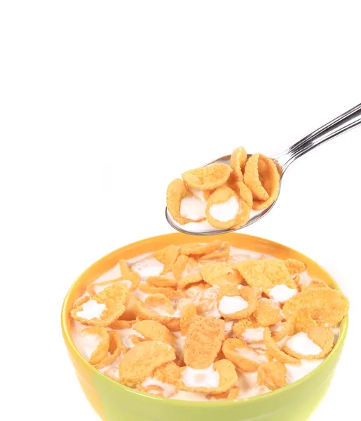 Bowl of cereal with milk. — Stock Photo, Image