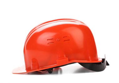 Kırmızı kask yan görünüm.