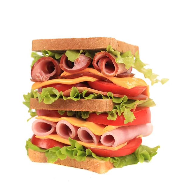 Big sandwich with fresh vegetables. — Stock Photo, Image
