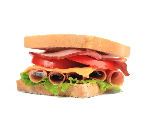 Sándwich fresco y sabroso de cerca . — Foto de Stock