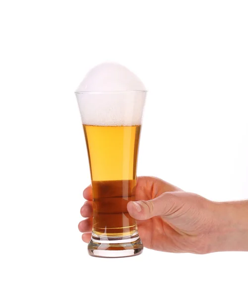 Glass of beer in hand. — Stock Photo, Image