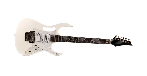 Krásný bílý elektrická kytara. — Stock fotografie