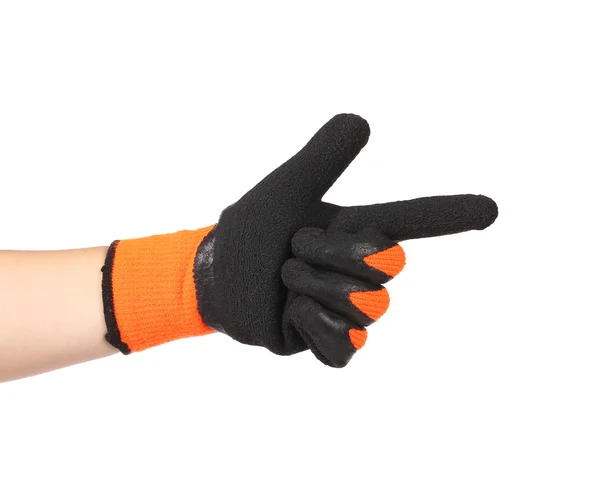Vinger in zwarte rubberen handschoen. — Stockfoto