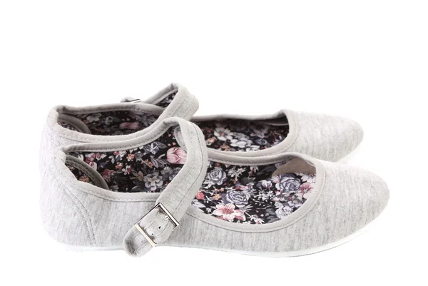 Gray summer girl shoes. — Stock Photo, Image