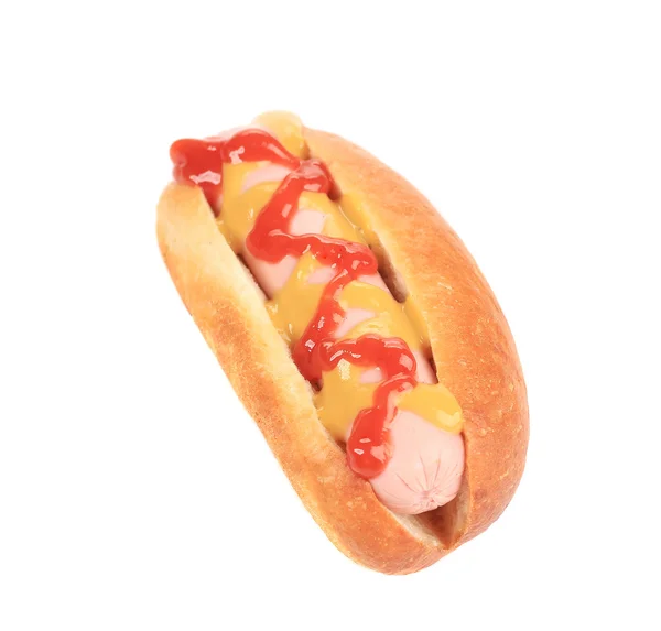 Hotdog con ketchup y mostaza . —  Fotos de Stock