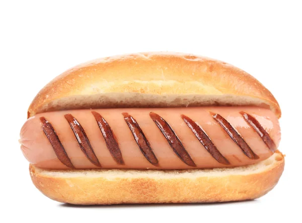 Hotdog con rollo de salchicha a la parrilla . —  Fotos de Stock
