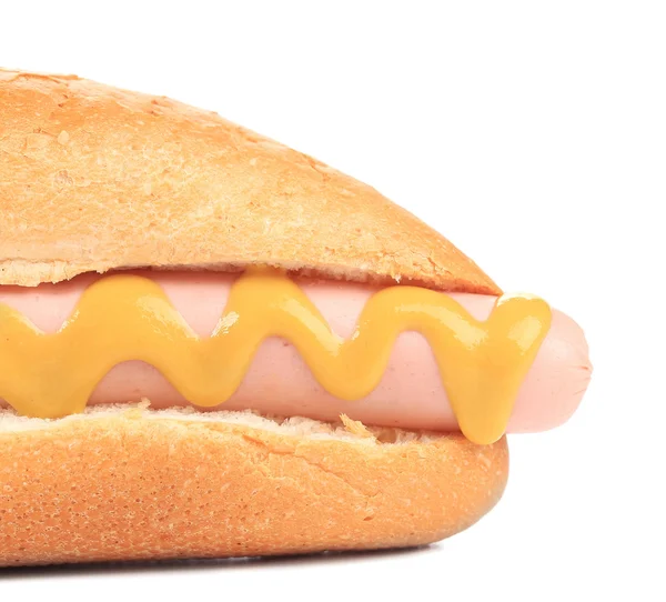 Close up of hot dog with mustard. — Stock Photo, Image