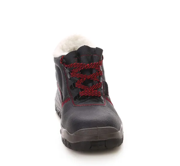 Black man's boot with red lace. — Stock Photo, Image