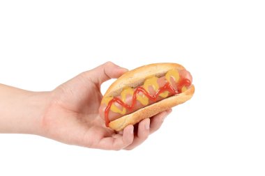 elini tutmak hotdog ketçap ve hardal.