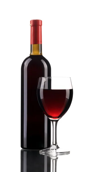 Close up van glas en wijn fles. — Stockfoto