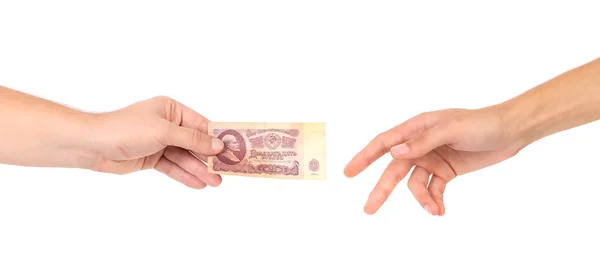 Pięćdziesiąt rubli w ręce. — Zdjęcie stockowe