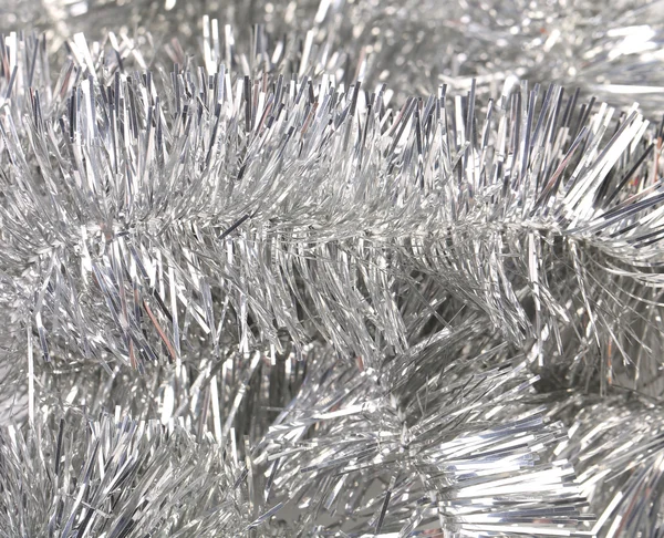 Christmas silver tinsel. — Stock Photo, Image