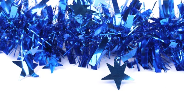 Tinsel bleu de Noël avec des étoiles . — Photo