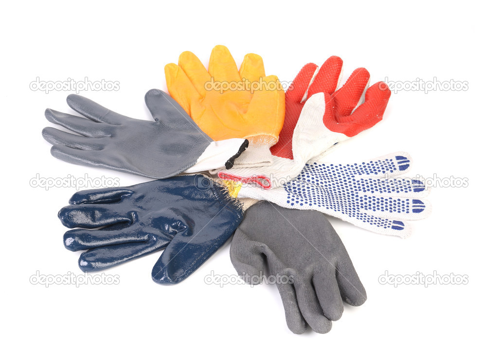 Different gloves in circle.