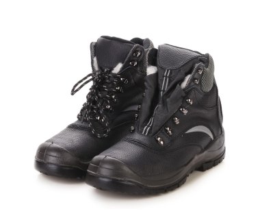 Black man's boots with gray bar. clipart