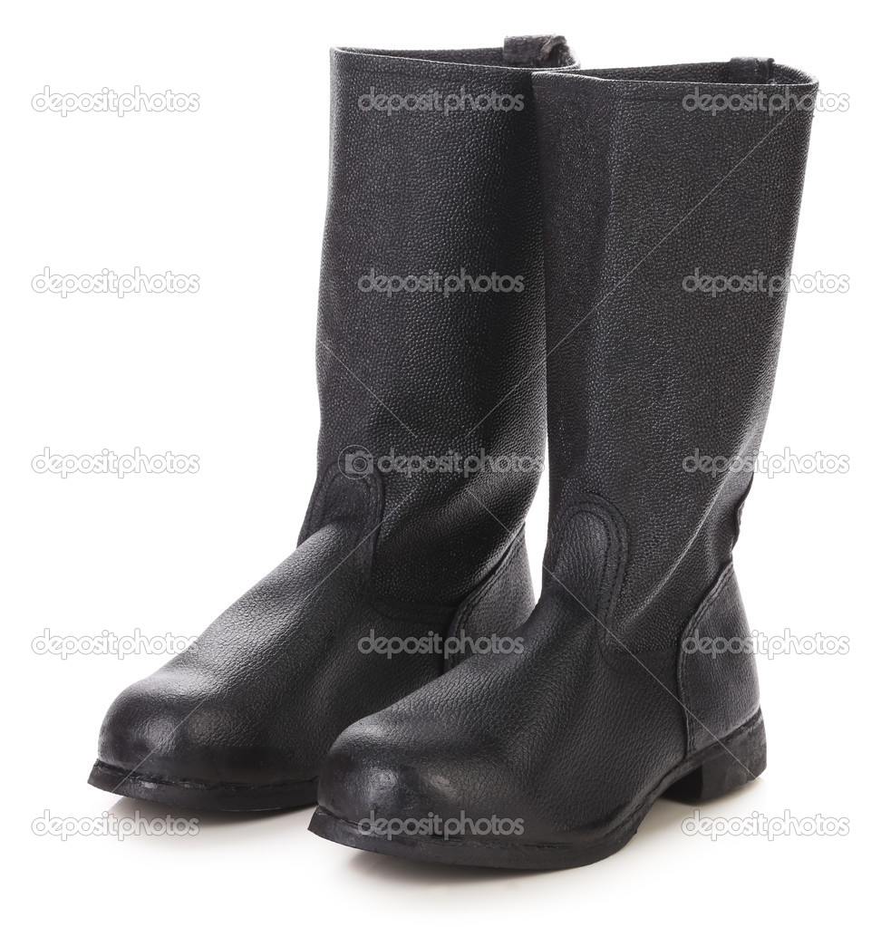High leather boots black color.