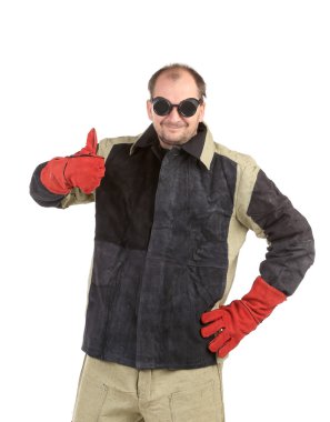 Maskeli kendine güvenen kaynak makinesi.