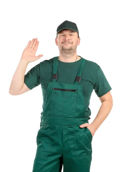 Confident worker in overalls. — Stock Photo, Image