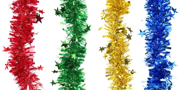 Christmas tinsel with stars collage. — Stock Photo, Image
