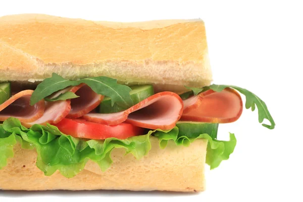 Sandwich toast frais au jambon et à la tomate . — Photo