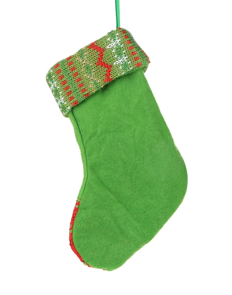 Decorative christmas green sock. — Stock Photo, Image