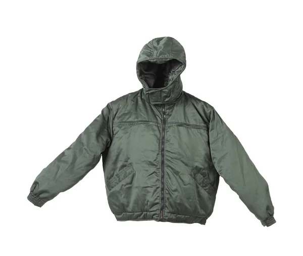 Hood ile yeşil erkek çalışma ceket. — Stok fotoğraf