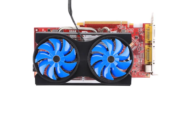 Powerful computer cooler with blue fun. — Stock Photo, Image