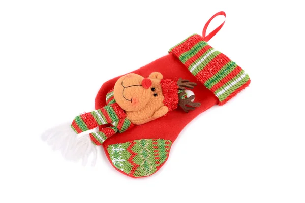 Decorative christmas sock with deer. — Stock Photo, Image