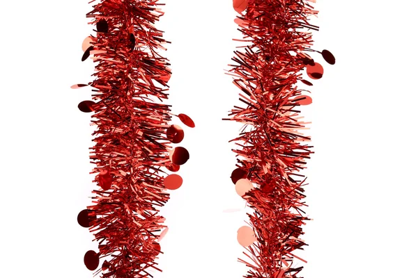 Christmas red tinsel with stars. — Stock Photo, Image