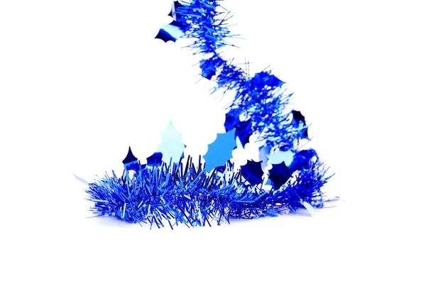 Christmas blue tinsel with stars. — Stock Photo, Image
