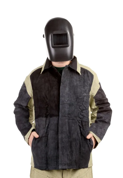 Confident welder in the mask. — Stock Photo, Image