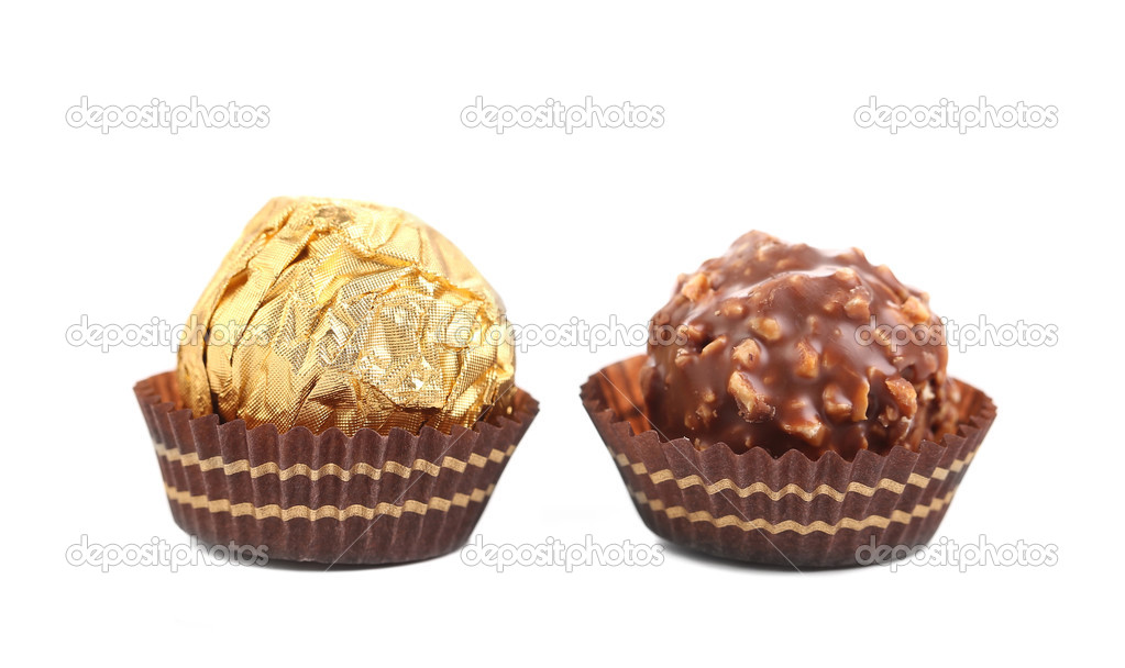 Close up of chocolate gold bonbon.
