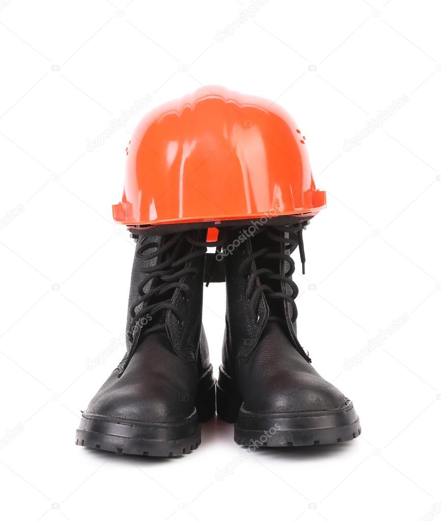 Hard hat and working boots.